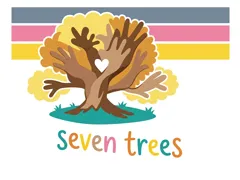 Seven Trees logo — seven hands forming a tree with a heart at its center